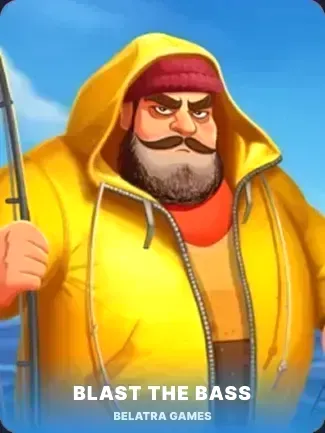 Blast the Bass game art: Fisherman in yellow jacket holding fishing rod