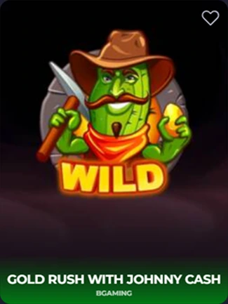 Wild symbol with a cactus miner and pickaxe from Gold Rush with Johnny Cash slot game.