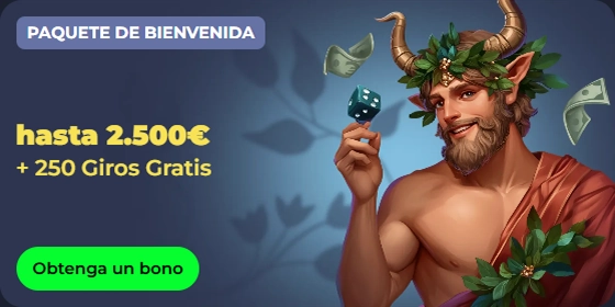 Welcome bonus offer: up to €2,500 + 250 free spins with a mythical figure