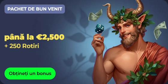 Welcome bonus offer up to €2,500 + 250 spins with mythical figure