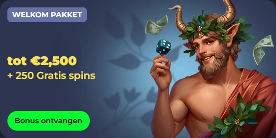 Welkom pakket: tot €2,500 + 250 gratis spins, man with dice