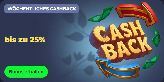 Weekly cashback up to 25% with bonus offer
