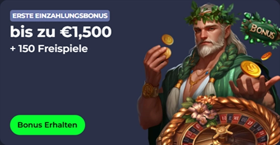 Casino bonus offer: up to €1,500 + 150 free spins with bonus button