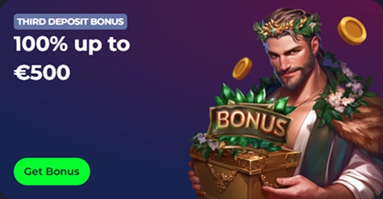 Casino bonus offer: 100% up to €500 on third deposit