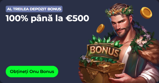 Casino bonus offer: 100% up to €500, with "Get Bonus" button