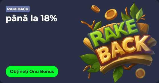 Rakeback up to 18% bonus offer with a "Get Bonus" button