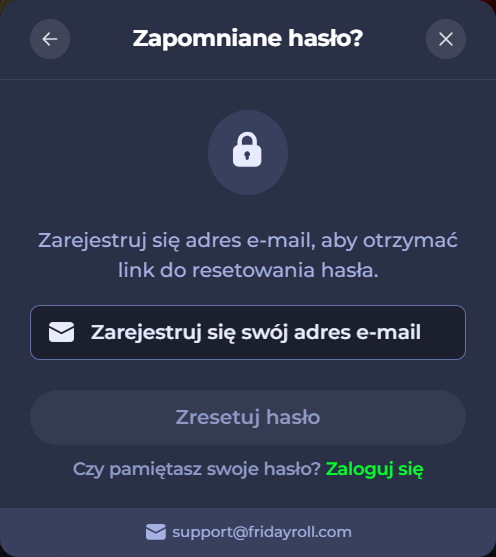 Forgot password screen: Enter email to reset password.