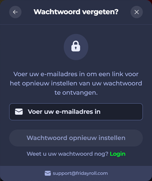 Forgot password screen: Enter email to reset password