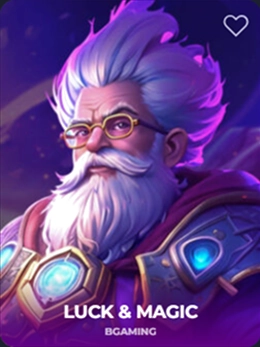 Luck & Magic: A wizard with a white beard and purple hair, wearing glasses and ornate armor.